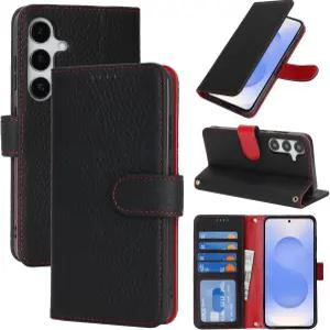 Zouzt 삼성 갤럭시 S25 6.2인치 정품 가죽 지갑 케이스 카드 4개 수납 RFID 차단 홀더 마그네틱 플립