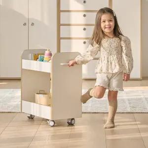 토토리 유아 트롤리 이동식 2단 북카트