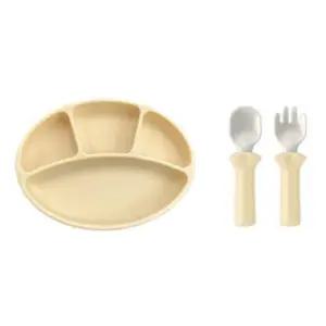 블루마마 유아 실리콘 흡착 식판 스푼 포크 세트 버터