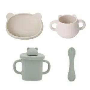 블루마마 유아컵 실리콘 식판 초기 이유식 스푼 세트