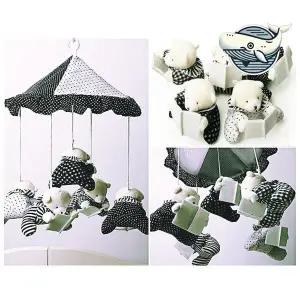 [하프클럽/]책읽는 곰돌이 흑백모빌 아기 방꾸미기 오르골