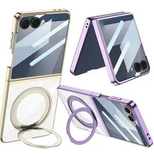 갤럭시Z플립7 제트지 맥세이프 링 거치대 변색없는 투명 도금 하드 핸드폰 케이스