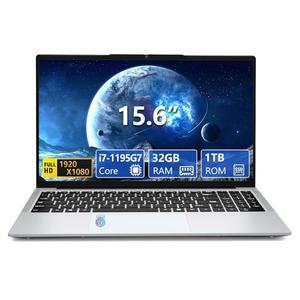 게이밍 노트북 코어 i7, 15.6인치 컴퓨터, 32GB RAM 1TB SSD, 180도 개방형, FHD 1920 * 1080 디스플레이, 지문 잠금 해제, 백라이트 키보드, WiFi5 HDMI*1, 윈 11 프로, 컴퓨터 비즈니스 워크