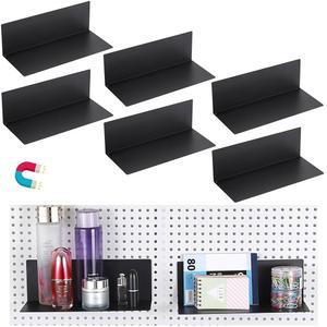 보관 또는 전시용 코코네 6팩 마그네틱 페그보드 선반, 페그보드용 10x4.3인치 평면 디스플레이 벽 선반 액세서리 차고 작업장 공예실 정리함용 스틸 트레이