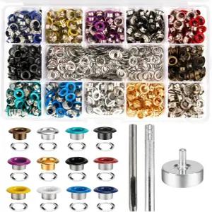 금속 아일렛 600개 12가지 색상 3 /16인치 그로밋 키트 멀티 컬러 3개의 설치 도구가 포함된 세트 및 DIY