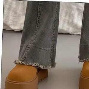 슬리퍼 겨울 여성 스웨이드 웨지슬리퍼 여성슬리퍼 방한 2색 뮬 플랫폼 기모슬리퍼 통급 기모