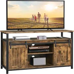 야이테크 TV 스탠드 55인치 수납장이 있는 엔터테인먼트 센터 높이 조절 가능한 선반이 반 도어 거실용