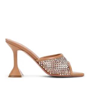 오픈 토 장식 플레어 힐 샌들 14S364308LUP LATTE