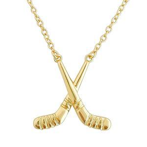 18K 골드 하키 스틱 참 목걸이, 크로스 펜던트, 미니멀리스트 스포츠 주얼리, 애호가, 맘, 팬을 위한 선물