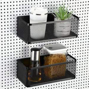 블루루 2개 자석 페그보드 바구니 벽 정리 금속 선반 보관 액세서리 주방 화이트보드 냉장고 사무실 공예 도구