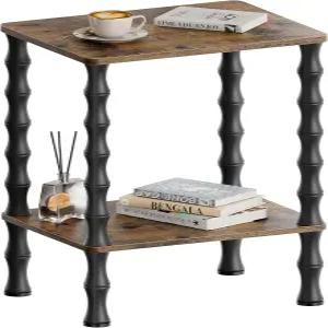 모즈메 사이드 테이블 수납 선반이 있는 2단 엔드 작은 공간을 위한 나이트 스탠드 거실용 모던 커피