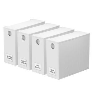 스페이스에이드 4팩 침대 화이트 킹 정리 XL(퀸 시트 폴더 사이즈) 키퍼, 보관함, 윈도우 옷장용 접이식 린넨 세트 정리함 정리함, 용기, 침구 &
