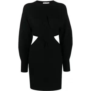 블랙 롱 슬리브 컷아웃 웨이스트 원피스 758585Q1A6W 1000