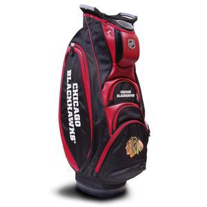 팀 골프 NHL 시카고 블랙호크스 빅토리 카트 백, 통합 듀얼 핸들 및 외부 퍼터 웰, 쿨러 포켓, 패딩 스트랩, 우산 홀더 탈착식 레인 후드가 있는 10방향
