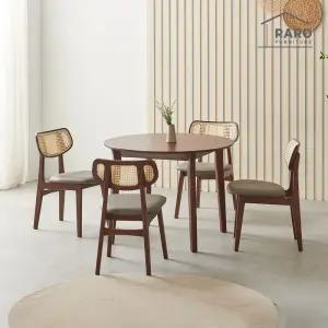 라로퍼니처 발리 원형 1000 고무나무 원목 식탁 세트 식탁+의자4 3052358