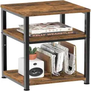 심플 트렌드 3단 엔드 테이블 거실용 사이드 소파 나이트 스탠드 수납 선반 러스틱 브라운