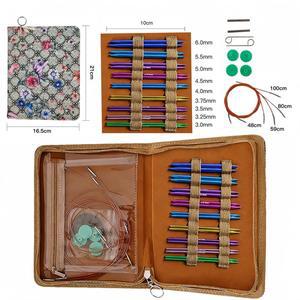 인체공학적 손잡이가 있는 9쌍 알루미늄 원형  바늘 세트  3.0mm ~ 6.0mm의 교체 가능  크기