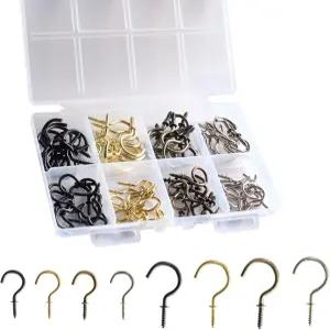 DIY 하드웨어 88Pcs 컵 후크 키트 4가지 색상과 2가지 크기 1-1/4인치 및 7/8인치 나사형 금속 머그잔 나무