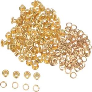 하핑턴 100세트 그로밋 키트 금속 아일렛 3mm 1/8인치 신발 의류 벨트 가방 DIY 프로젝트 골드 톤