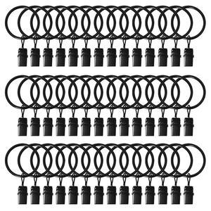 42팩 커튼 링 클립 포함 내경 1.26인치 클립 포함 금속 드레이퍼 링 최대 1인치 드레이퍼 로드 호환 후크 포함 강력한 빈티지 장식 녹 방지 드레이퍼 링 블랙