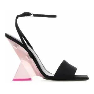 블랙 새틴 지오메트릭 힐 슬링백 샌들 236WS513E091 079