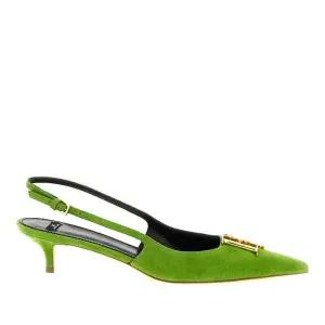 엘리자베타프랭키 메탈 로고 포인티드 토 스웨이드 슬링백 SA17L61E2 EV3