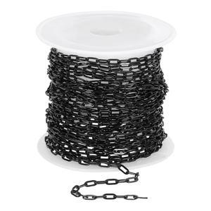 메카닉스티 16.4피트 종이 클립 체인, 2mm / 0.08인치 너비의 스테인리스 스틸 목걸이 팔찌용 타원형 링크 체인 롤, 블랙