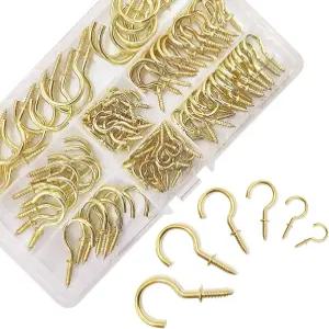 BDS-HOME 105pcs 천장 고리 6사이즈 스크류 인 컵 식물 컵용 튼튼한 걸이 끈 가벼운 주방 도구 옷 방 벽과