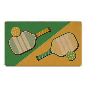 리브코즈 피클볼 스포츠 웰컴 현관 매트, 옐로우 그린 라켓 볼 장식 도어 매트 미끄럼 방지 바닥 입구 러그, 로우 프로파일 실내 야외 가정용 주방 17x29 인치