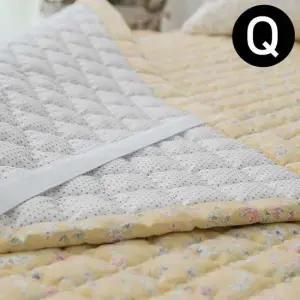 침대패드 플라워 마이크로모달 밴딩패드 퀸 Q 옐로우 침대패드 패드 침대매트 퀸침대매트 퀸매트