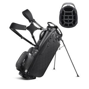 RIOROOO 14way 골프 스탠드 가방, 남성/여성용 플러시 탑이 있는 풀 길이 디바이더 PU 가죽 쿨러, 레인 커버 및 탈착식 스트랩이 방수 다용도 보관 가방