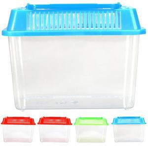 손잡이가 달린 미니 휴대용 어항 플라스틱 투명 수족관 작은 거북이 수조 파충류 번식 케이스 파충류를 위한 금붕어 5개