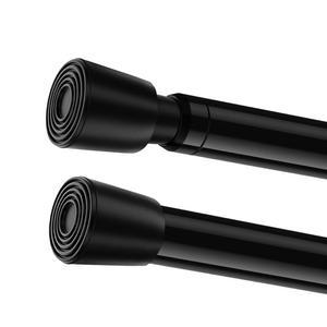 LGQXGO 텐션 커튼봉 소형 텐션봉 28~48인치 조절 가능한 소형 샤워봉 드릴링 없음 미끄럼 방지 창문용 스프링봉 옷장 주방 블랙 1PACK