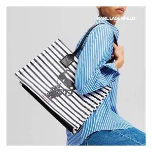 칼라거펠트 [A2W30176] 나일론 스트라이프 토트백