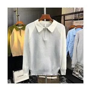 샤오원샵 남자 키작남 라운드넥 니트 가을 겨울 슬림핏 면 배색 긴팔 트렌치코트 꾹4