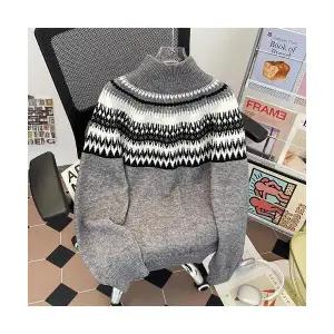 샤오원샵 남자 키작남 폴라 니트 가을 겨울 빈티지 반하이넥 집업 커플 카디건 꾹4