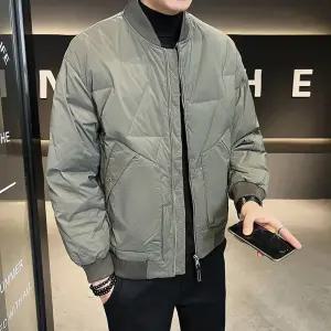 코아픽샵 남자 키작남 패딩 점퍼 화이트오리털 야구 남겨울 캐주얼 웜업 블루종 겨울 외투 꾹4