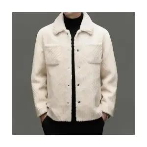 올요아 남자 키작남 하프 코트 캐시미어 재킷 겨울 숄카라 울 따뜻스웨이드 꾹4