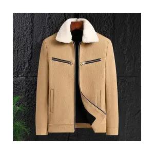 올요아 남자 키작남 후드집업 점퍼 캐주얼 자켓 가을 겨울 탈부착 퍼 칼라 기모 도톰 모직 코트 집업 꾹4