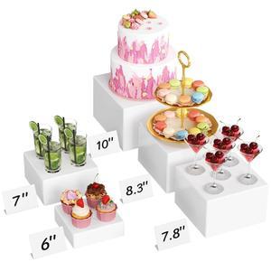 라이프윗 뷔페 라이저 및 스탠드, 테이블용 음식 라이저, 파티용 케이터링 디저트 케이크 수집품 주얼리 진열대, 화이트 큐브 박스 네스팅 5 PCS