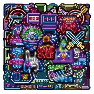 100개 네온 비디오 게임 방수 비닐 스티커 - 게이머 장식 및 파티, 노트북, 물병, 스케이트보드 선물 선호