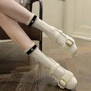 패션 발목 리본양말 큐빅 여성시스루양말 양말 여성 낱개 1P 리본 여자펀칭양말 겨울 여자중목양말