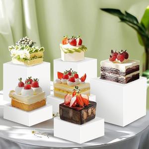 자일리 푸드 서비스 디스플레이 스탠드, 속이 빈 바닥이 있는 5면 플라스틱 라이저, 파티, 브런치, 뷔페 또는 템 디스플레이(6PC)에 적합합니다