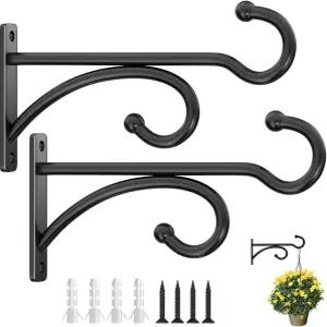 6인치 식물 걸이 후크 야외 실내 화분 걸이용 벽걸이 바구니 바람 차임 새 모이통 랜턴 새집(블랙 메탈