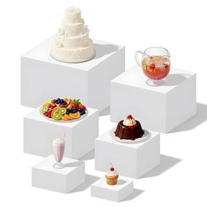 이안팬 6개 뷔페 라이저, 테이블용 푸드 속이 빈 흰색 아크릴 큐브 박스 디스플레이 파티 케이크 디저트 케이터링 주얼리 컬렉션용 스탠드 선반(3