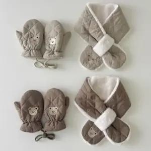 여성 패딩 패딩 자수 벙어리 아동 손가락장갑 핑거홀 목도리 벙어리장갑 머플러 머플러 애니멀 방한 장갑