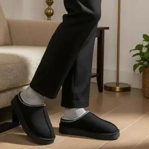 스웨이드 나들이 겨울실내화 퍼 슬리퍼 안감 사무실 겨울 외출 방수실내화 남성 방수슬리퍼 라인 방한