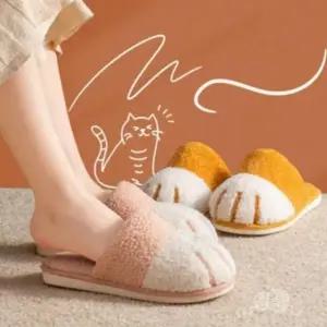 털실내화 실내화 고양이발 실내 사무실 홈슬리퍼 슬리퍼 냥발 거실화 털슬리퍼 고양이 발슬리퍼 2color
