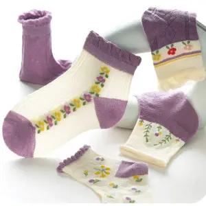 준캡 아동양말 봄 여름 신상 바이올렛메쉬 중목 5족세트 면양말 유아동양말세트 어린이