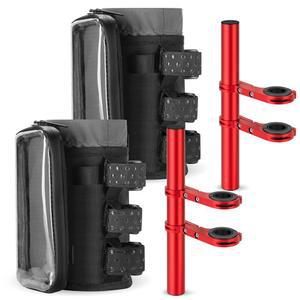 마운트가 있는 루버티 자전거 물병 홀더 | 오토바이, 유모차, 스쿠터, 휠체어에 맞습니다 방수 휴대폰 가방 마운트 지원 더 많은 장치 직경 3.6인치 병 보관 (2블랙)